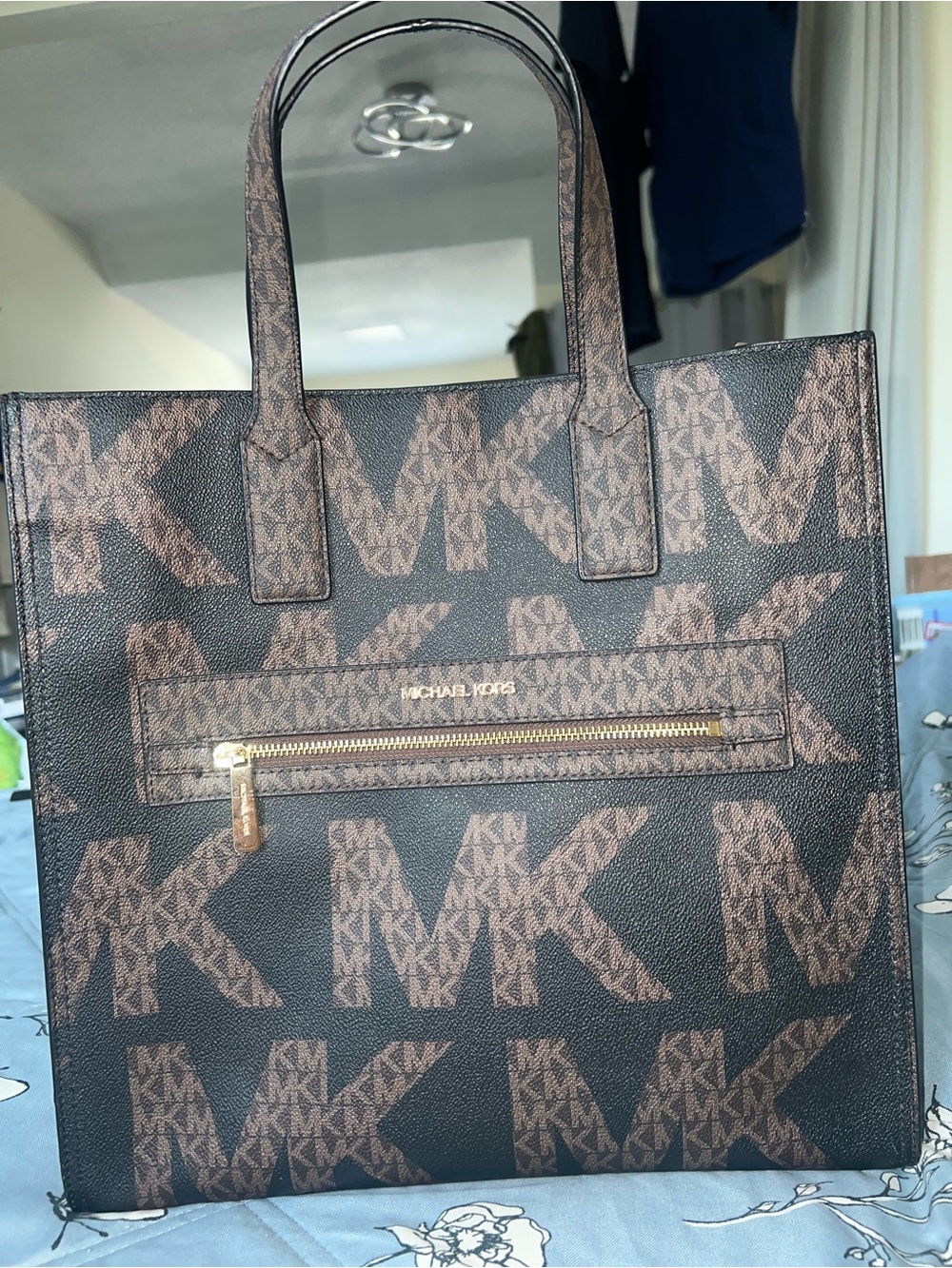 Michael Kors Brown and Black MK Logo Tote